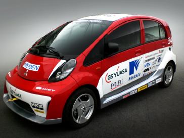 Mitsubishi Motors will be entering a pair of 2012 Mitsubishi i racing cars in this year's Pikes Peak International Hill Climb event. Here, an essentially stock version of the electric powered 2012 Mitsubishi i (to be driven by Beccy Gordon).