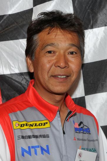 2012 Pikes Peak International Hill Climb .Two-time Paris-Dakar Rally champion Hiroshi Masuoka races an advanced race-spec version of the Mitsubishi i - the i-MiEV Evolution - in the 2012 Pikes Peak International Hill Climb