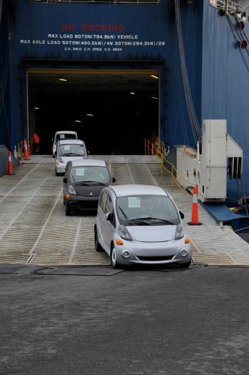 2012 Mitsubishi i arrives at Port of Baltimore.