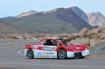 Driven by Mitsubishi factory test driver and two-time Dakar Rally winner Hiroshi Masuoka, the Mitsubishi i-MiEV Evolution recorded a 2nd-place finish in the Electric Vehicle class with a lap time of 10 minutes, 30.850 seconds. The lap time was good enough to finish in 8th place overall from the 170 vehicles entered (132 vehicles recording a lap time/crossing the finish line) in this year's Pikes Peak event.